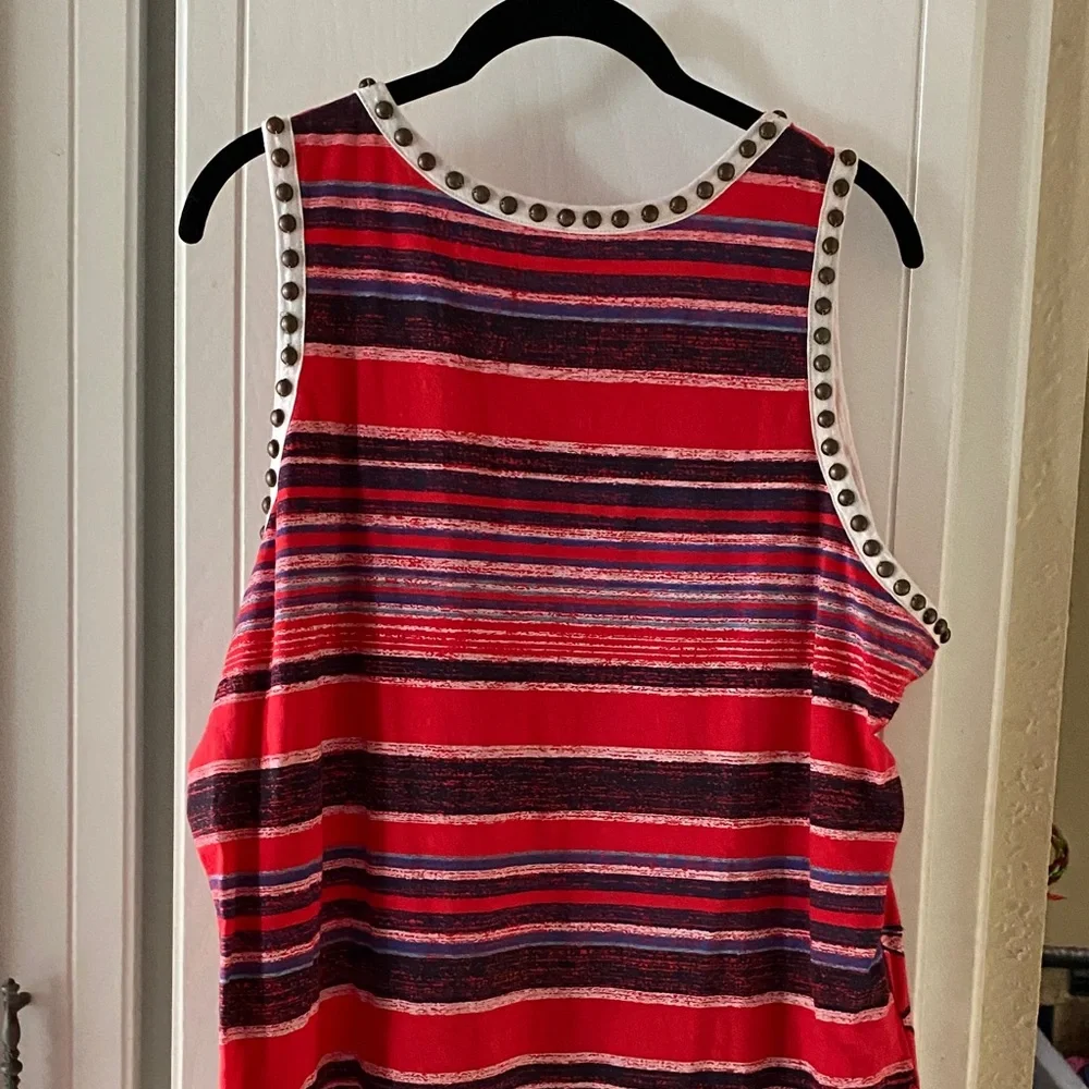 Double D Ranch Red Tank Top with Bull Design - Picture 7 of 9